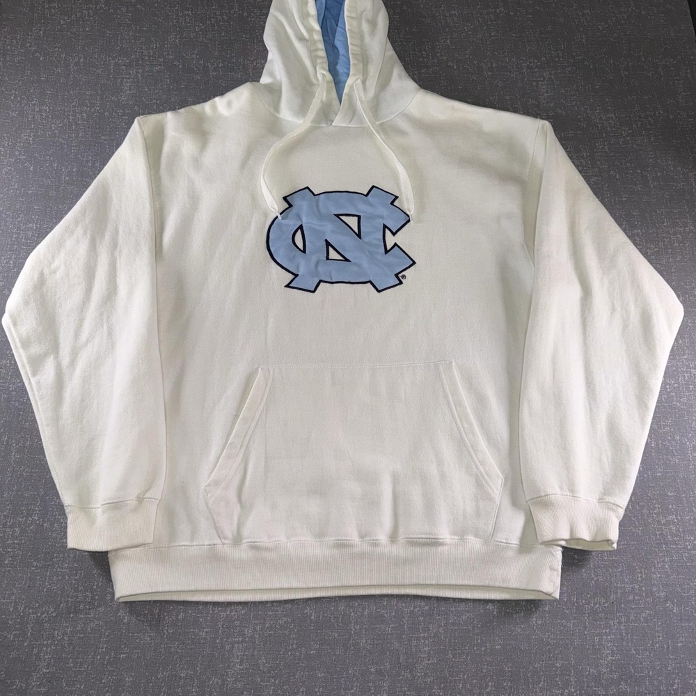 UNC Tar Heels Hoodie Sweatshirt Mens XL White NCAA Basketball Old Varsity Brand
